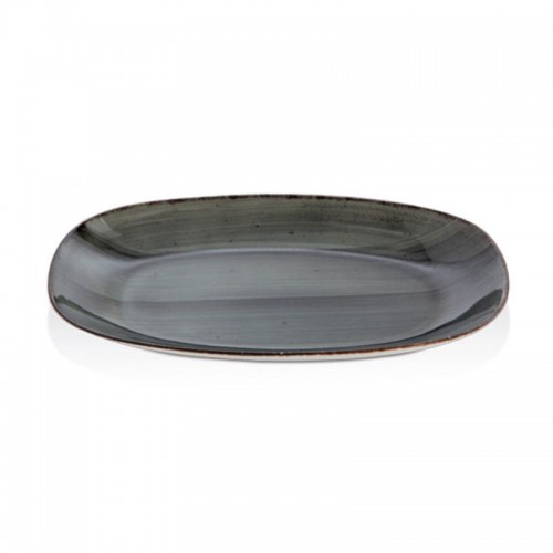 Антрацитоаая фарфоровая тарелка овальной формы